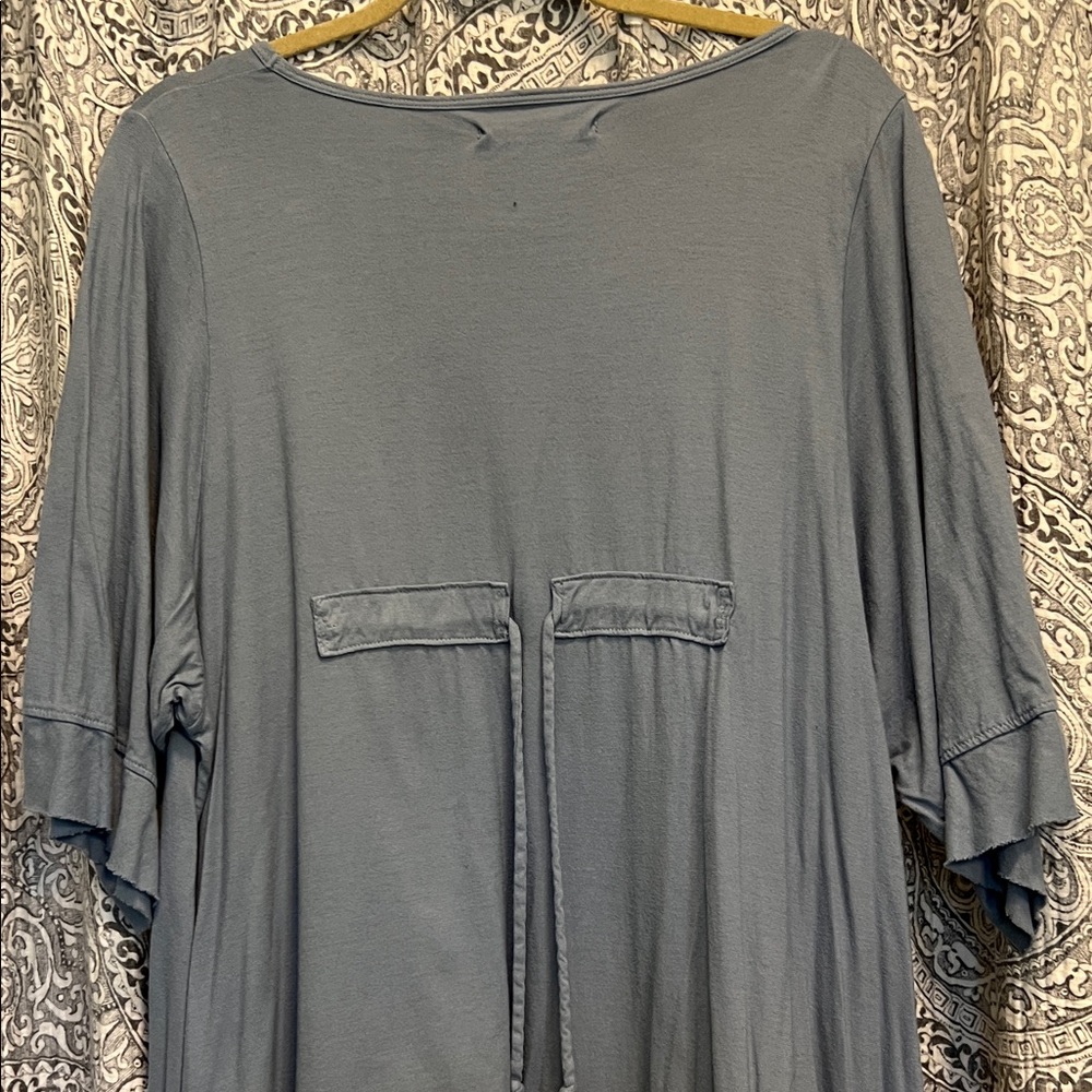 Blue Fish Slate Blue V-Neck Tunic with Floral & Jaguar Graphic - Picture 8 of 12